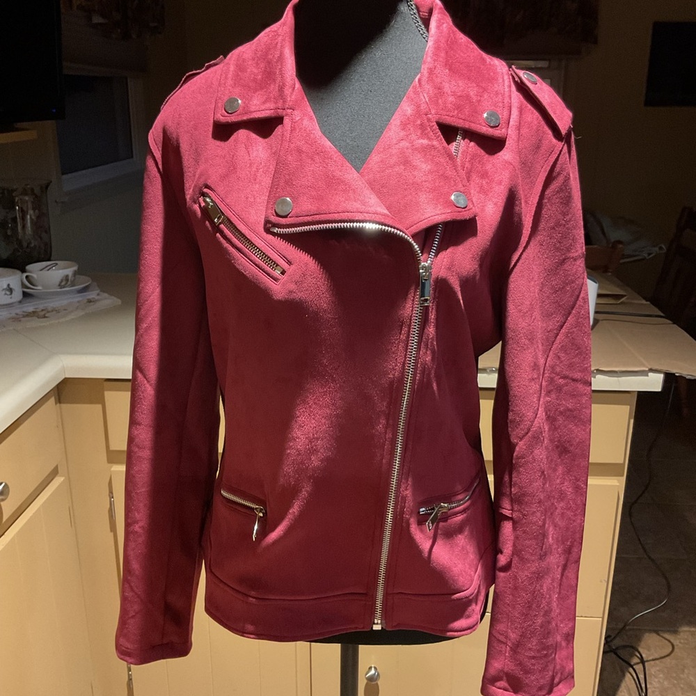 Women's Burgundy Moto Jacket